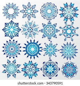 Vector snowflakes set for Christmas design.