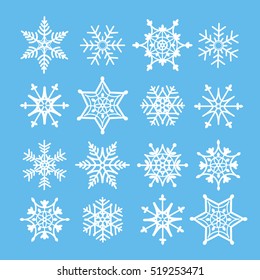 Vector snowflakes set for Christmas design on blue background