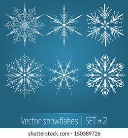 Vector snowflakes set. Elegant snowflakes for Christmas and New Year design. Set 2.