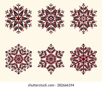 Vector snowflakes set. Elegant snowflakes for Christmas and New Year design. 