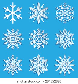 Vector snowflakes set. Elegant snowflakes for Christmas and New Year design. Set 4.