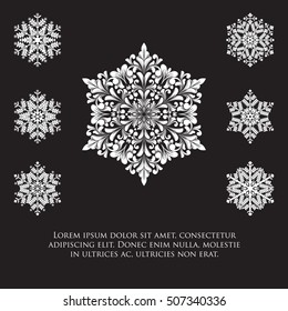 Vector snowflakes set. Elegant snowflakes for Christmas and New Year design. 