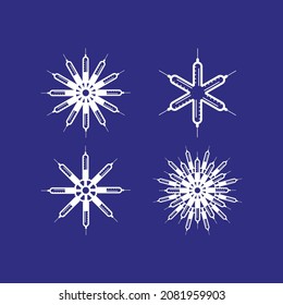 Vector snowflakes set made by syringe on blue background 