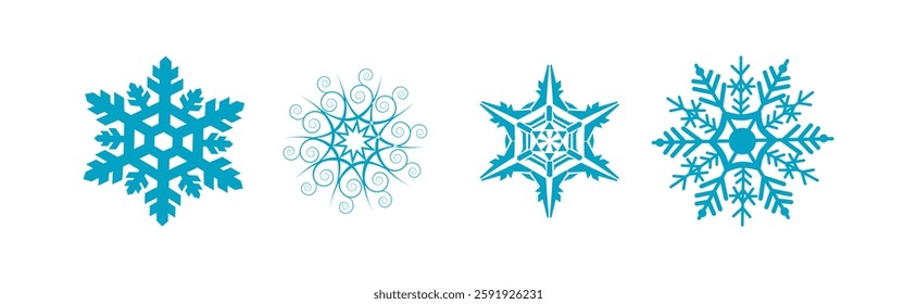 Vector Snowflakes Set on White Background