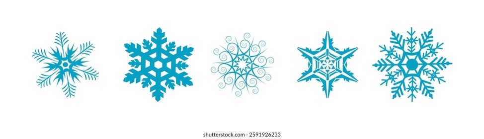 Vector Snowflakes Set on White Background