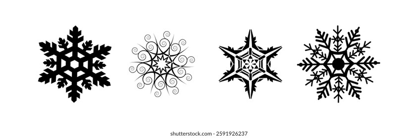 Vector Snowflakes Set on White Background