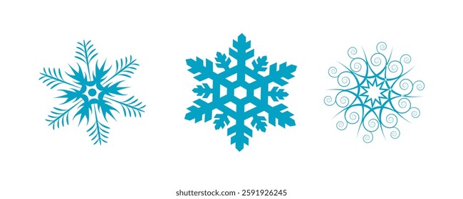 Vector Snowflakes Set on White Background