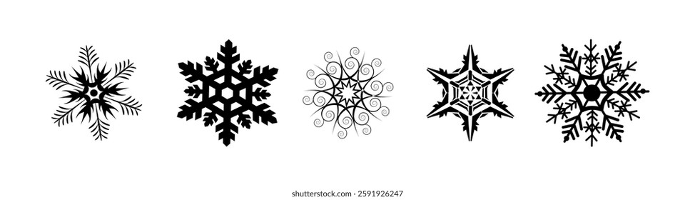 Vector Snowflakes Set on White Background