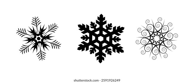Vector Snowflakes Set on White Background