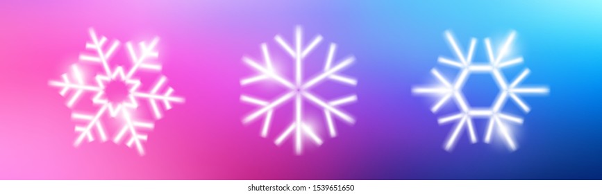 Vector snowflakes set. Shiny snow on color background. Can be used for Christmas flyers, Happy new year banners and invitations.