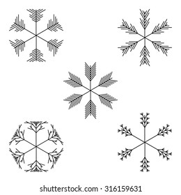 vector snowflakes silhouette set