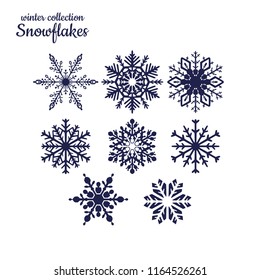 Vector snowflakes silhouette set  on white background