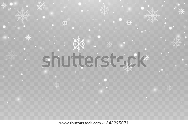 Vector snowflakes. Snowfall, snow. Snowflakes on\
an isolated background. PNG snow. Snow storm, Christmas snow.\
Vector image.