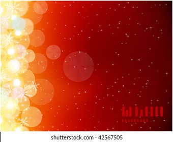 Vector - snowflakes and stars, golden blur light