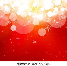 Vector - snowflakes and stars, golden blur light