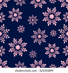 Vector snowflakes. Triangle seamless texture, romantic endless pattern, holiday design. Can be used as Christmas or Valentine's card, background, invitation, print for clothes, cup, etc