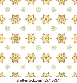 Vector snowflakes winter New Year 2018 sketch. Seamless pattern on white background.