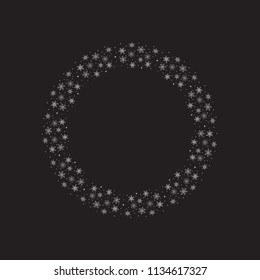 Vector snowflakes wreath. White snowflakes frame. Winter wreath. 