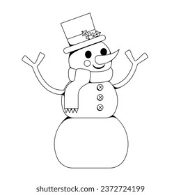 Vector Snowman Art Deco Retro Illustration Isolated