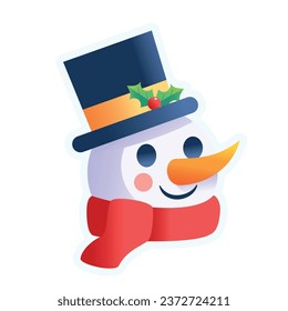 Vector Snowman Art Deco Retro Ilustración Aislada