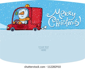 vector snowman card for christmas