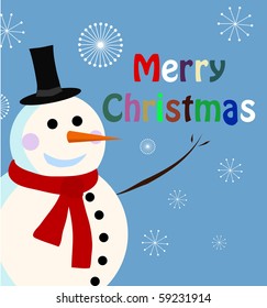 vector snowman card for christmas.
