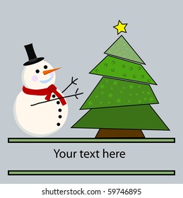 vector snowman card for christmas.