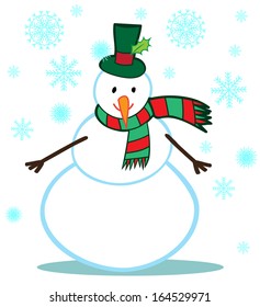 Vector Snowman Character on White