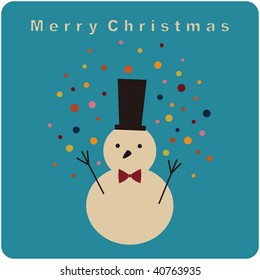 vector snowman of christmas card