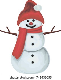 Vector  Snowman -  Christmas Decoration.- Winter Icon