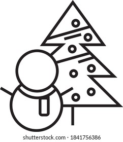 Vector snowman with Christmas tree