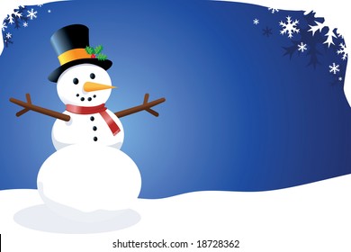 Vector Snowman in a Christmas / Winter Scene