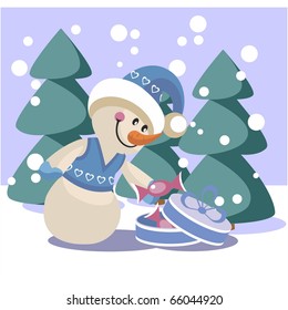 Vector. Snowman in color 19