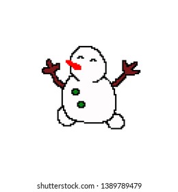 vector Snowman concept in pixel art