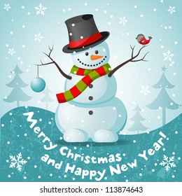 Vector snowman. EPS 10 vector illustration for Christmas design.