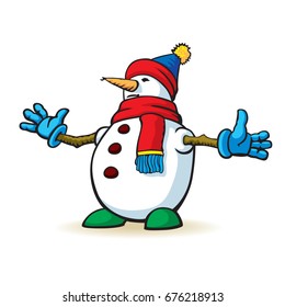 Vector snowman expecting for surprise