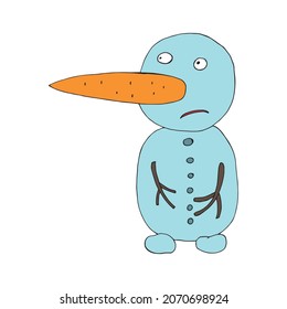 Hombre de nieve vectorial. Hombre de nieve gracioso aislado. Dibujado a mano. Páginas de coloración para niños y adultos. Caricatura