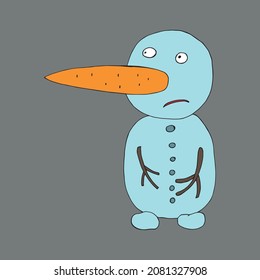 Hombre de nieve vectorial. Hombre de nieve gracioso aislado. Dibujado a mano. Páginas de coloración para niños y adultos. Caricatura