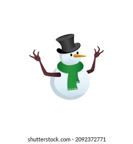 
Hombre de nieve vectorial con sombrero y bufanda aislado en un fondo blanco