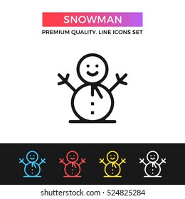 Vector snowman icon. Christmas concept. Premium quality graphic design. Modern signs, outline symbols collection, simple thin line icons set for websites, web design, mobile app, infographics
