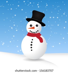Vector snowman illustration for Christmas design.