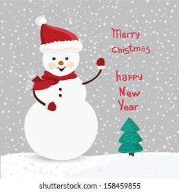 Vector snowman. Illustration for Christmas design.