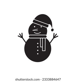 Vector snowman for illustration, design and Christmas merchandise  icon editable stroke, sign, symbol outline line button isolated on white