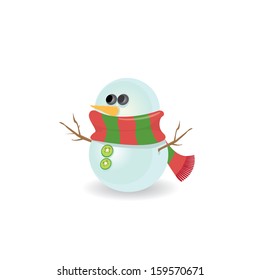 Vector snowman isolated on white. vector merry christmas background for greeting card or banner