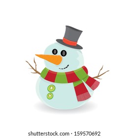 Vector snowman isolated on white. vector merry christmas background for greeting card or banner