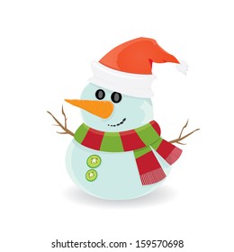 Vector snowman isolated on white. vector merry christmas background for greeting card or banner
