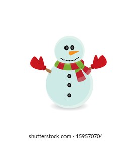Vector snowman isolated on white. vector merry christmas background for greeting card or banner