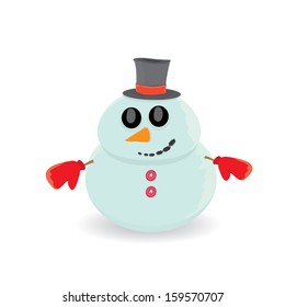 Vector snowman isolated on white. vector merry christmas background for greeting card or banner