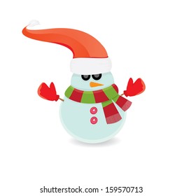 Vector snowman isolated on white. vector merry christmas background for greeting card or banner