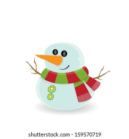 Vector snowman isolated on white. vector merry christmas background for greeting card or banner